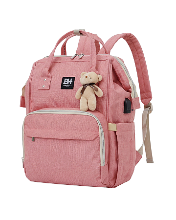 Mochila Maternidade Impermeável com USB BH Travel Rosa