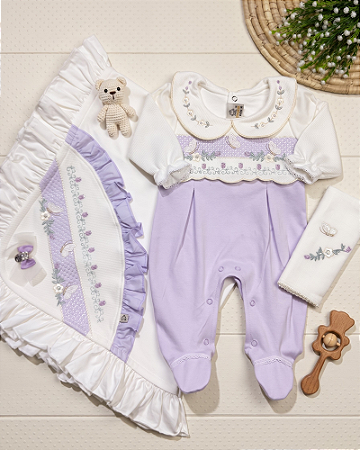 Kit Saída Maternidade Luxo Pipoquinhas Baby Lílas