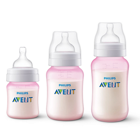 Kit Triplo Mamadeiras Anti-colic Rosa Philips Avent