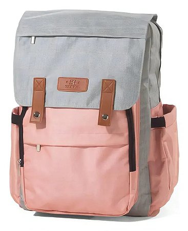 Bolsa Maternidade Multifuncional Impermeável Rosa e Cinza BH