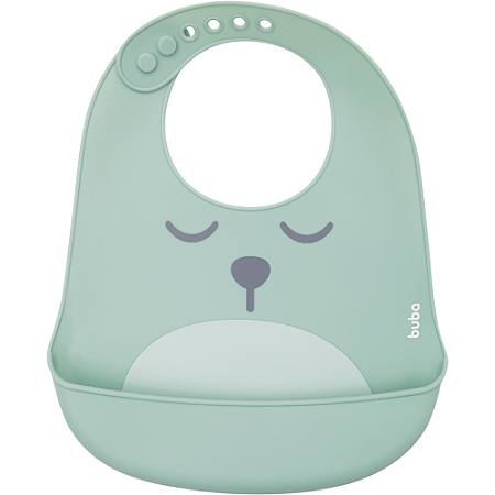 Babador de Silicone com Pega Migalhas Gumy Verde Buba