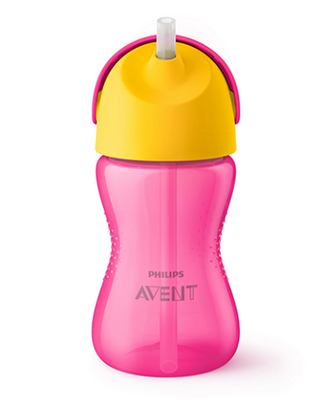 Copo com Canudo Curvado 300ml Dino Rosa Philips Avent