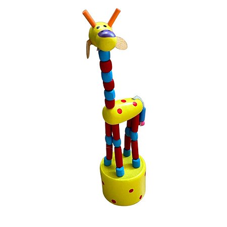 Brinquedo de madeira articulado - Girafa Amarela