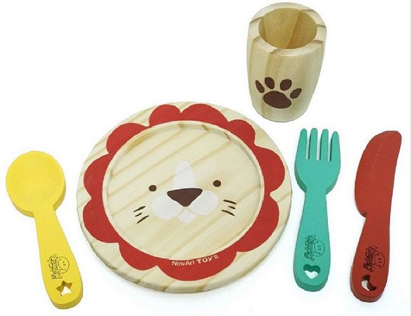 Kit de Comidinha de Brinquedo Infantil de Madeira Café 9 Pçs