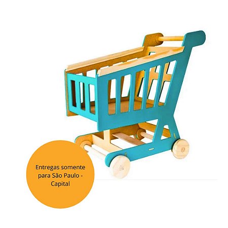 Carrinho de Mercado de Madeira - Brinquedo Educativo