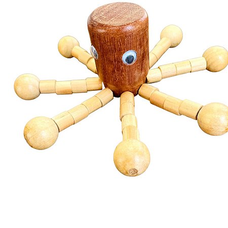 Brinquedo de madeira articulado - Polvo Lula Massageador