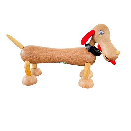 Brinquedo de madeira articulado - Cachorro Salsicha com imãs