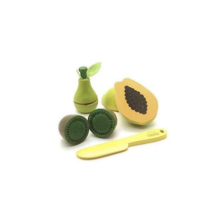 Brinquedo de Madeira - Kit Frutinhas com Corte (Kiwi, Mamão e Pêra)