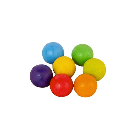 7 Bolas Coloridas de Madeira  4cm -  Brinquedo Educativo Inspiração Waldorf