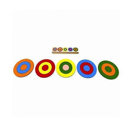 Anéis Multicolor - Brinquedo Educativo Equilíbrio Madeira Brinqmutti