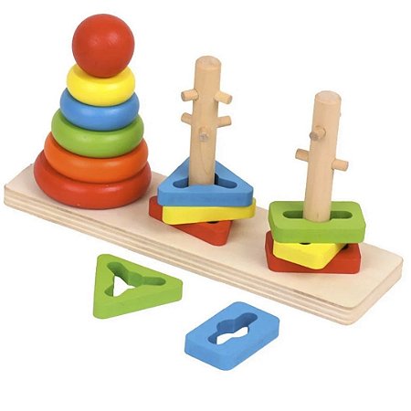 Brinquedos Educativos De Madeira 2 Anos Kit 5 Peças - KIT