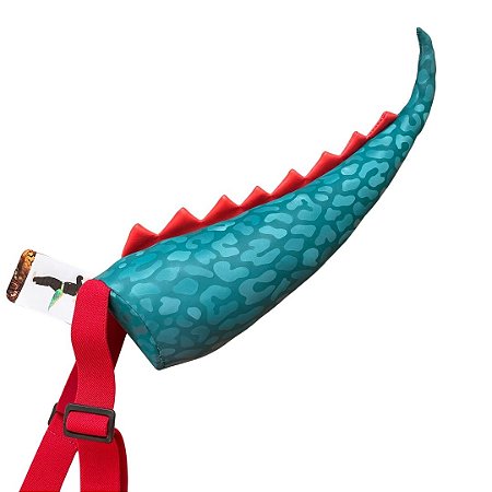 Cauda Dinossauro Azul Estampada detalhes Vermelhos - Fantasia Infantil