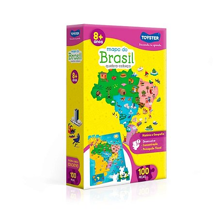 Mapa do Brasil 100 Peças - Quebra Cabeça Educativo Toyster