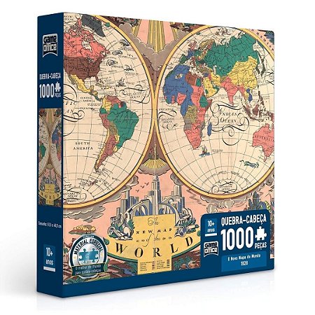 Novo Mapa do Mundo (1928) 1000 Peças - Quebra Cabeça Toyster