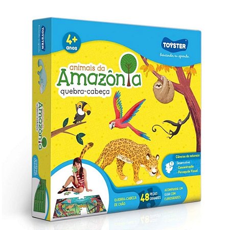 Animais da Amazônia 48 Peças - Quebra Cabeça Grandão Toyster