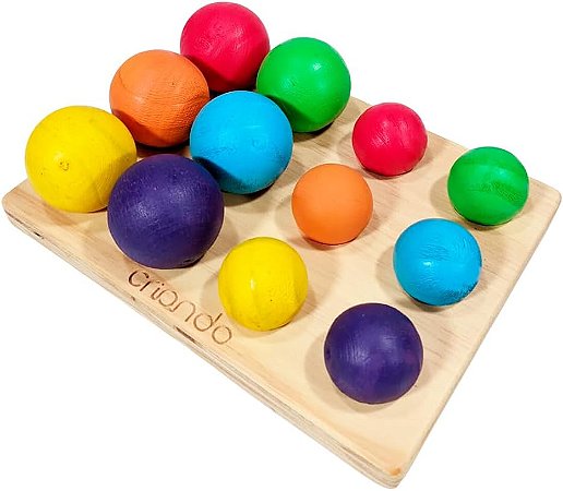 Kit Tabuleiro de Bolas Colorido -  Brinquedo Educativo Inspiração Waldorf
