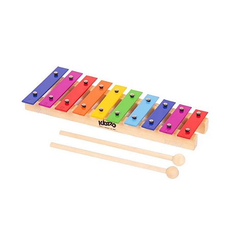 Metalofone (Xilofone) Infantil Colorido 10 Teclas - Instrumento Musical Kidzzo