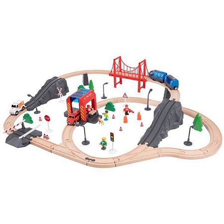 Conjunto Pista de Trem Grande - Brinquedo Educativo Tooky Toy