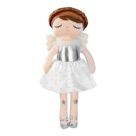 Boneca de Pano Angela Angel Bella 33cm - Brinquedo Educativo Metoo