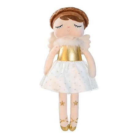 Boneca de Pano Angela Angel Fanny 33cm - Brinquedo Educativo Metoo