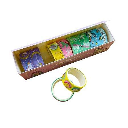 Kit Fita Washi Tape Unicórnio 10 un - Papelaria Fofa