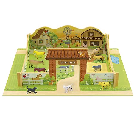 Sítio Feliz Playset Fazendinha - Brinquedo de Madeira Junges