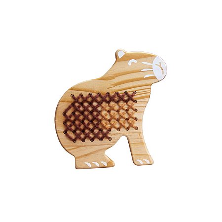 Alinhavo Ponto Cruz Capivara - Brinquedo Educativo de Madeira