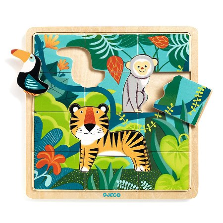 Puzzlo Jungle - Quebra Cabeça Madeira Djeco