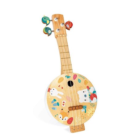 Banjo Pure de Madeira Brinquedo Musical Janod Ioio de Pano Brinquedos Educativos