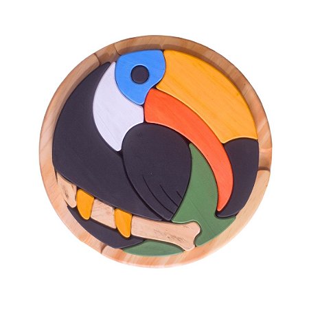 Encaixe Mosaico Tucano em Madeira - Made in Toys