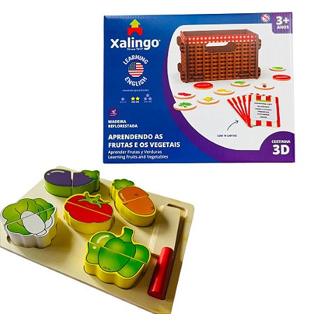 Atividades em Inglês Frutas e Legumes - Combo para Crianças de 3-6 anos
