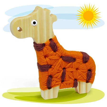 Alinhavo Girafa Filó - Brinquedo Educativo de Madeira