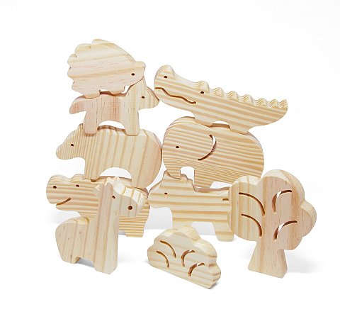 puzzle madeira animais selva