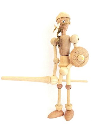 Brinquedo de madeira articulado - Cavaleiro Cervantes