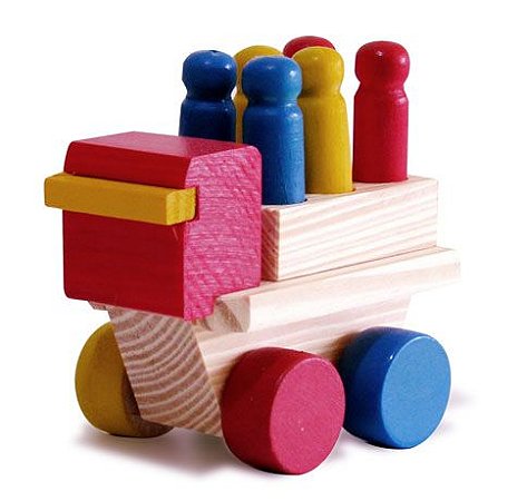 Caminhão Com Pinos De Madeira - Brinquedo Educativo Madeira - Modernato