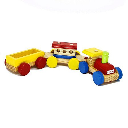 Mini Trem de Madeira - Médio - Woodtoys - Ioiô de Pano Brinquedos Educativos