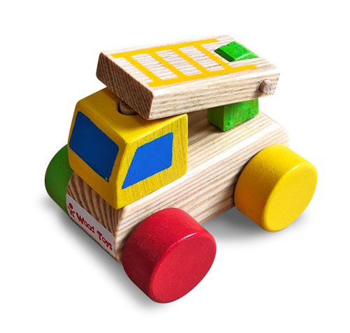 Brinquedo de Madeira - Mini Caminhão de Bombeiro Júnior
