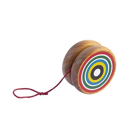 Io-iô colorido espiral em madeira