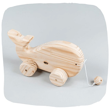 Brinquedo de Puxar - Baleia de madeira pinus