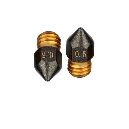 Bico 0.5 mm latão PTFE padrão Mk8 com 2 peças