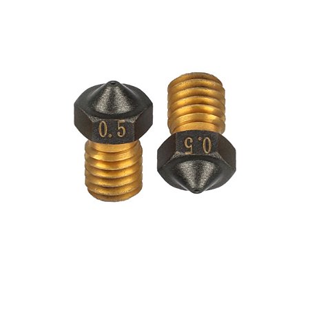 Bico 0.5 mm latão PTFE padrão V5-V6 E3D com 2 peças