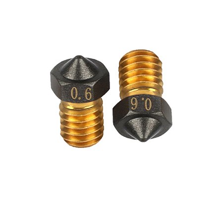 Bico 0.6 mm latão PTFE padrão V5-V6 E3D com 2 peças