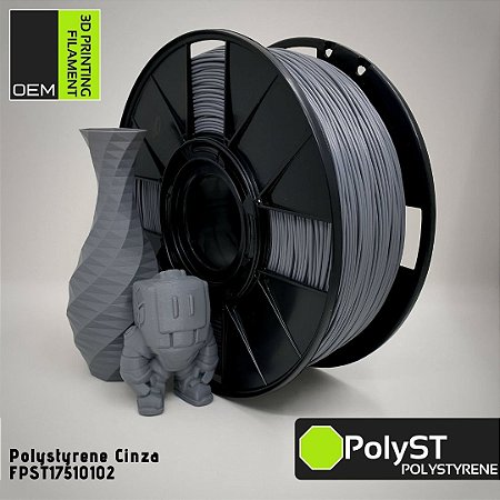 Filamento PolyST (Polystyrene) OEM 3DPF Cinza