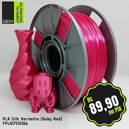 Filamento PLA Silk OEM 3DPF Vermelho (Ruby Red)