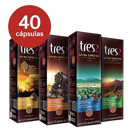 Kit 4 Caixas Três Corações - EDIÇÕES ESPECIAIS - 40 Cápsulas