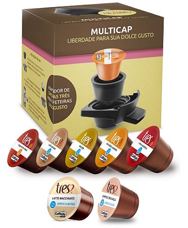 MULTICAP - Adaptador p/ Máquina Dolce Gusto utilizar Cápsulas Três Corações + 12 Cápsulas