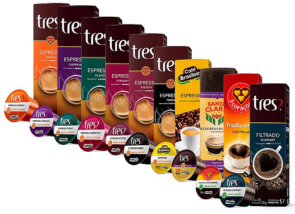 Cafés Espressos e Filtrados - Três Corações - Caixa 10 Cápsulas