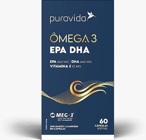 Ômega 3 EPA DHA 60 Cápsulas - Puravida