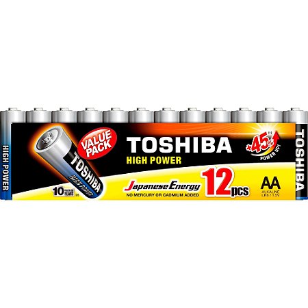 Pilha Alcalina Toshiba 1,5V AA 12 Unidades LR6GCP MP-12CN