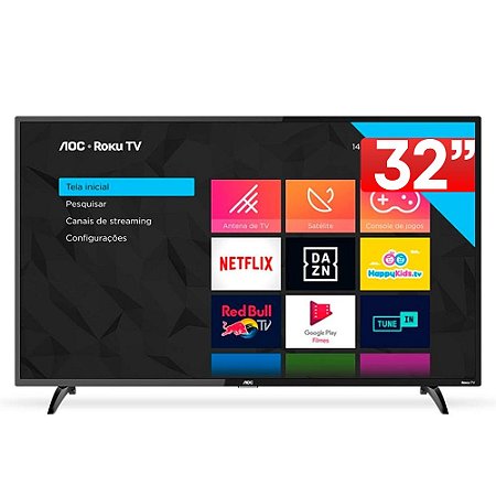 Smart TV AOC 32" LED HD 768P USB Wi-Fi HDMI c/Netflix, Youtube, HBO e Disney
